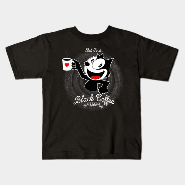 But First black Coffee Kids T-Shirt by Eoli Studio